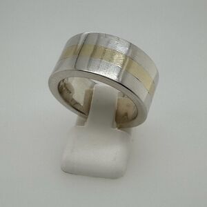 Sterling Silver Unisex Two Tone Chunky Band Ring